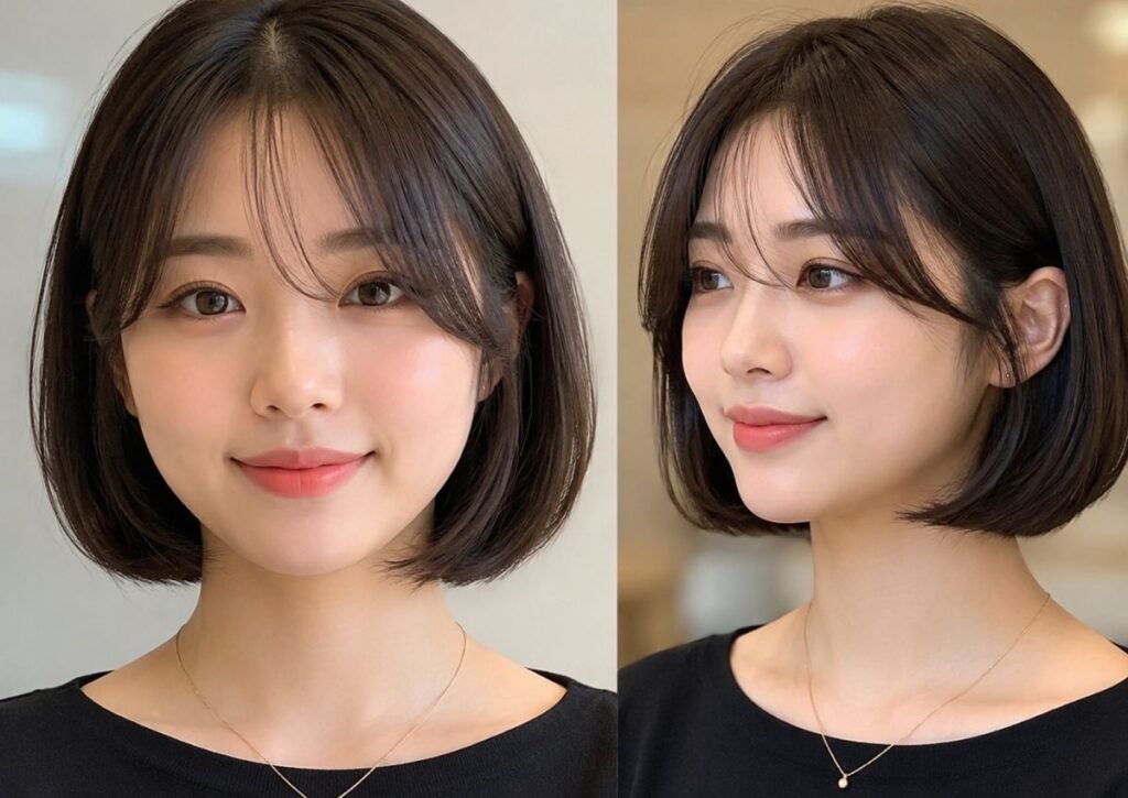Korean bob haircut for round face