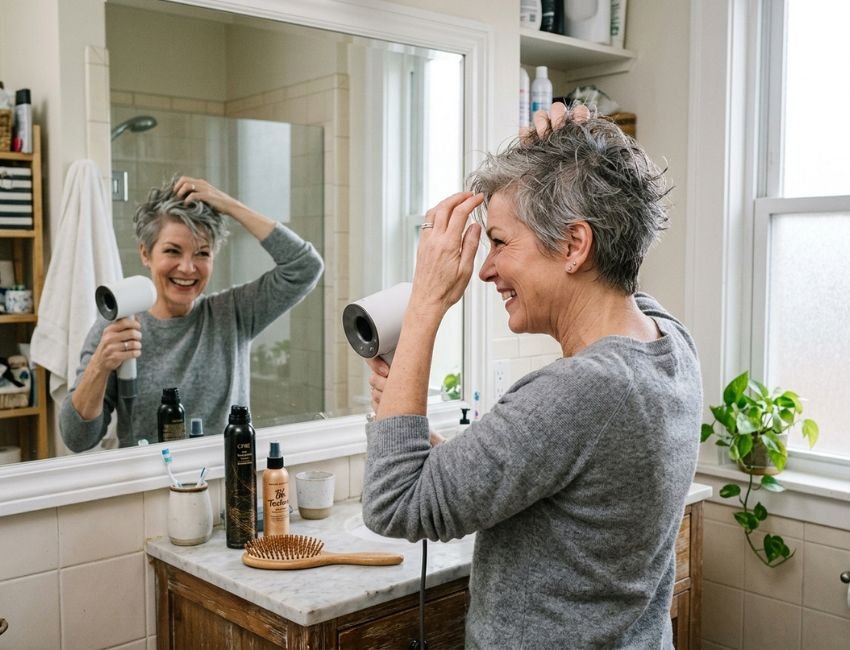 Easy everyday styling for a pixie haircut