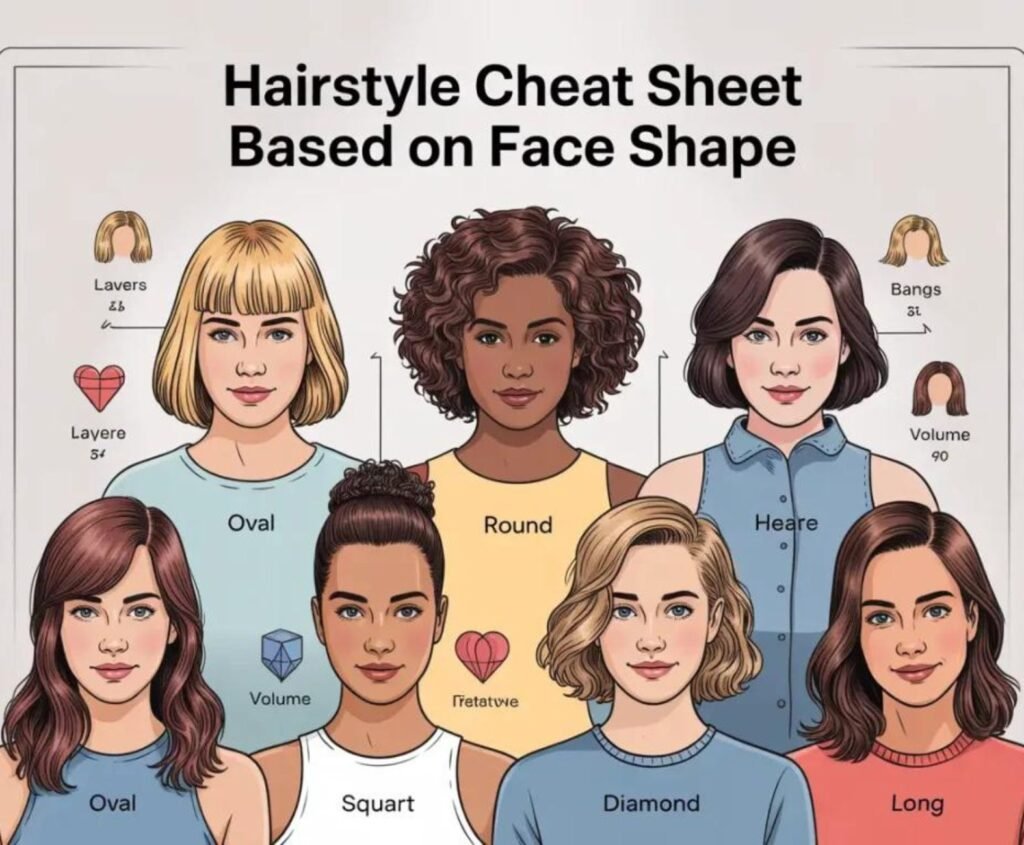 Hair cut style for women based on different face shapes