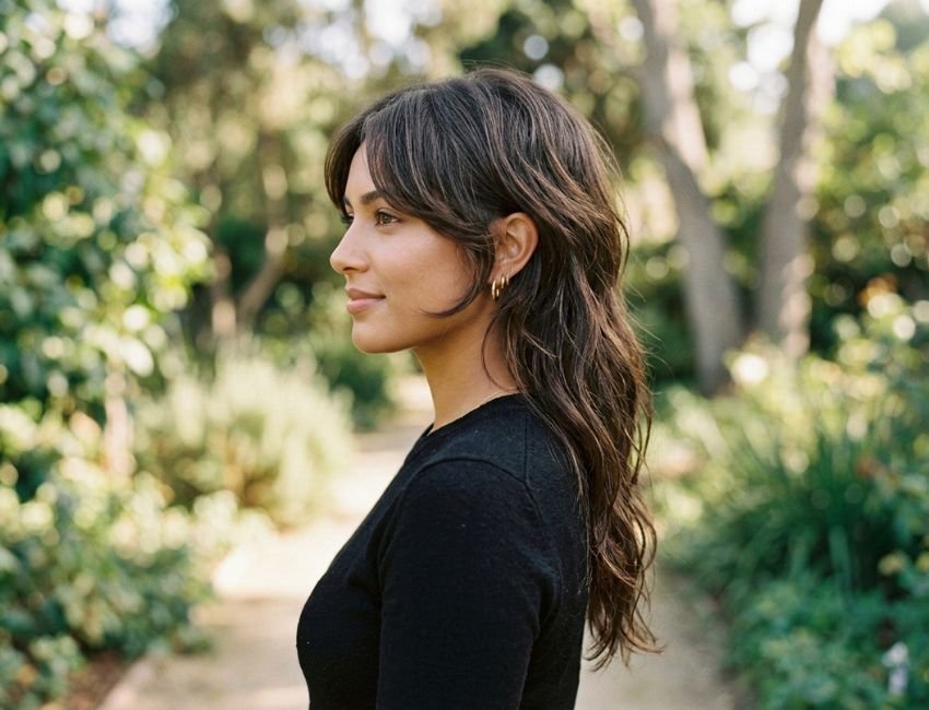 butterfly haircut with face-framing layers for thick hair