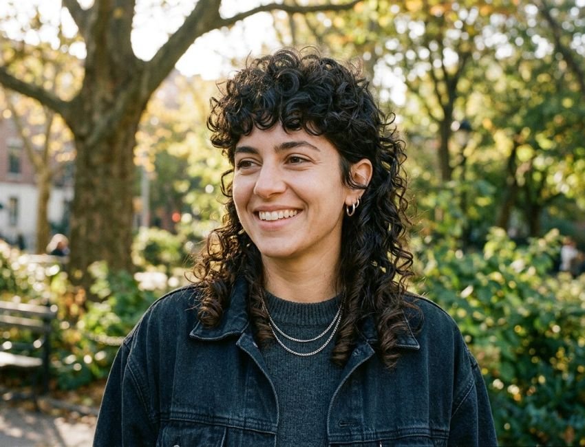 Curly mullet hairstyle for women with natural curls