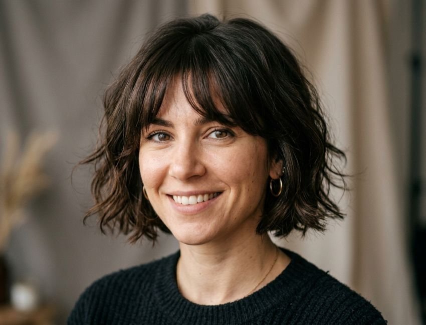 French bob haircut with soft bangs for women
