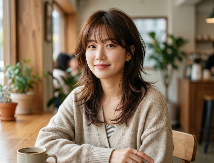 Korean mullet haircut for women with soft layers