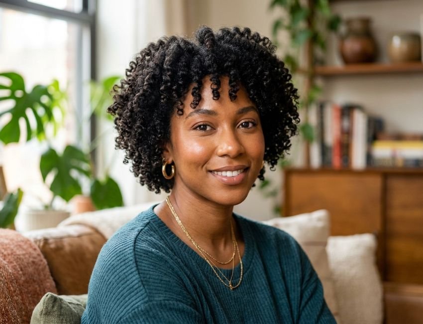 layered short haircut for naturally curly hair