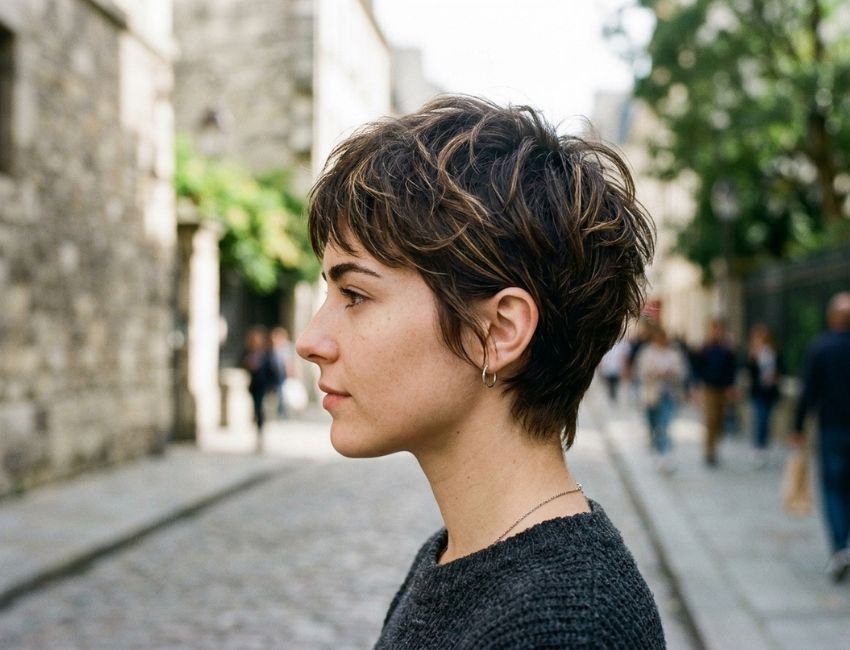 Modern textured pixie haircut for women