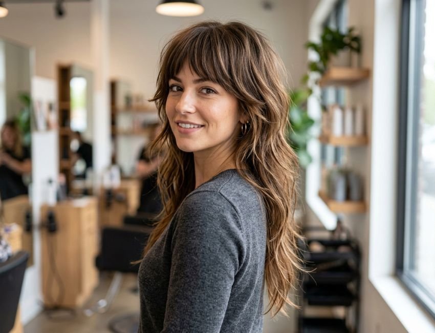 Mullet haircut for women with short front and longer back layers