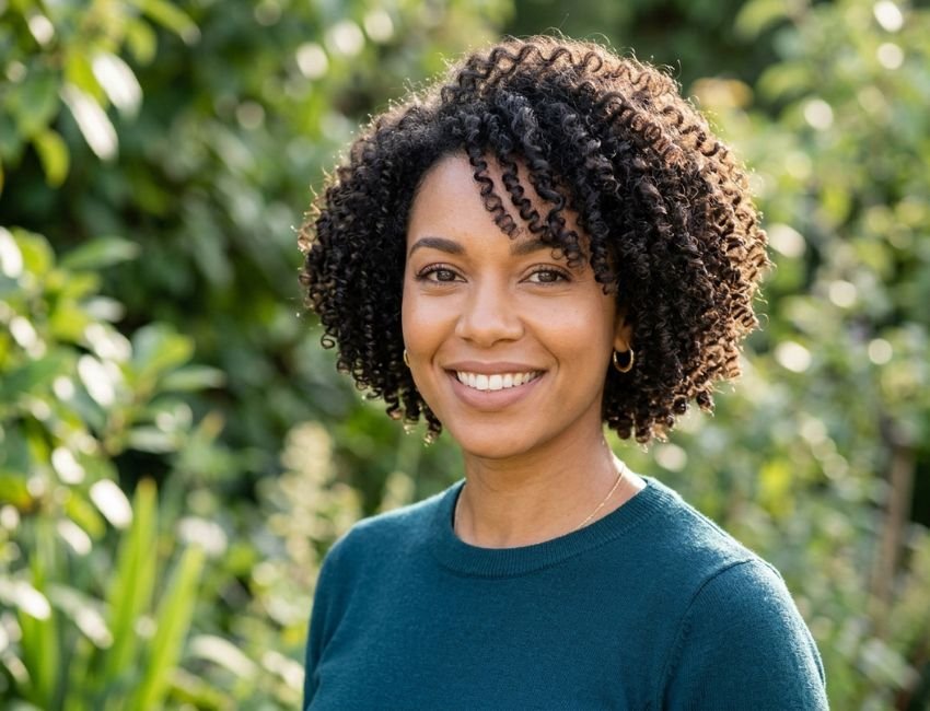 Short curly haircut for women with natural curls