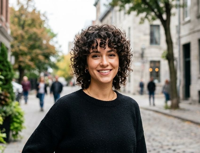 Short curly shag haircut for women