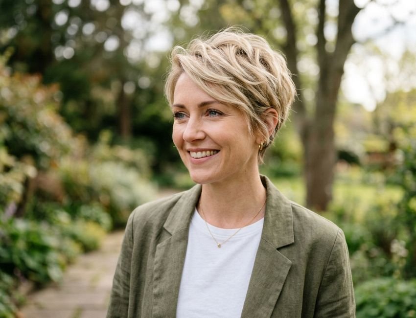 short haircut for fine hair to create fuller appearance