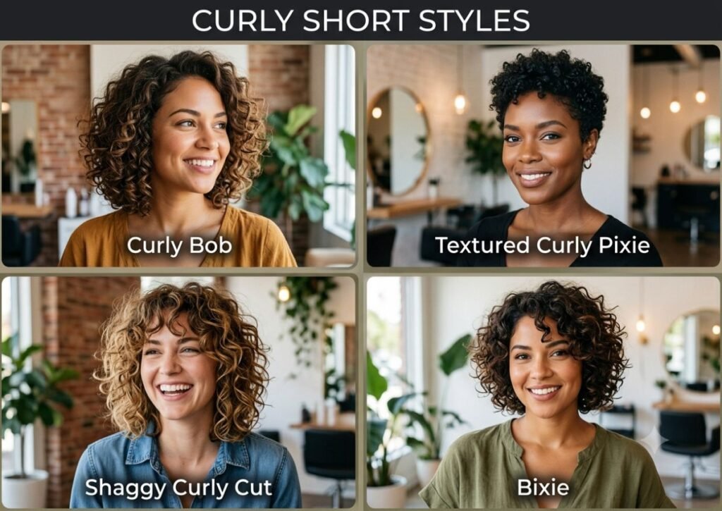 Short haircut styles for women with curly hair