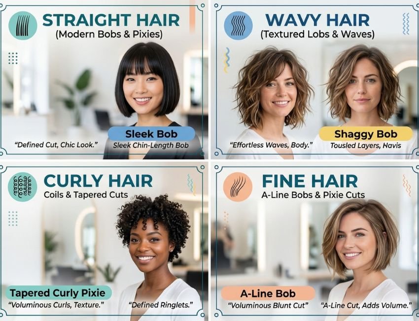 Short haircuts for straight wavy curly and fine hair