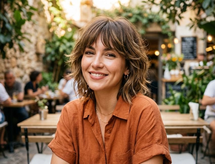 Short shag haircut with face-framing layers for different face shapes