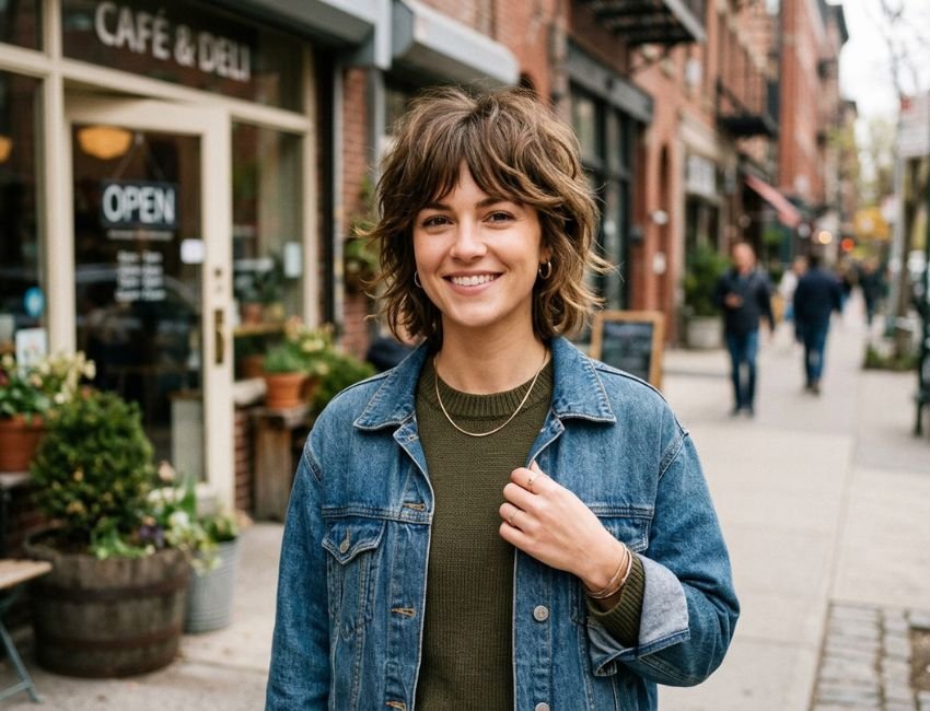 Short shag haircut with natural volume and effortless textured layers