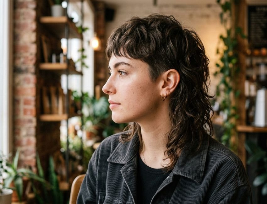 Short textured mullet haircut for women