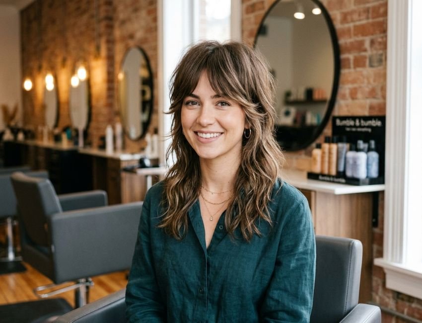 Soft feminine mullet haircut for women