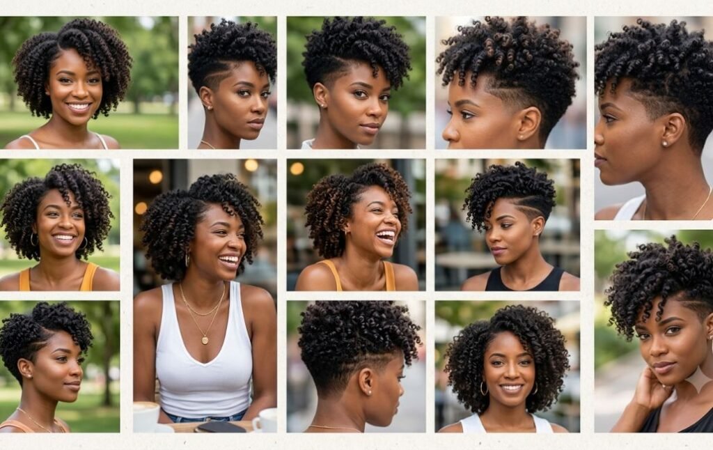 Tapered cut and wash and go natural hairstyle for Black women