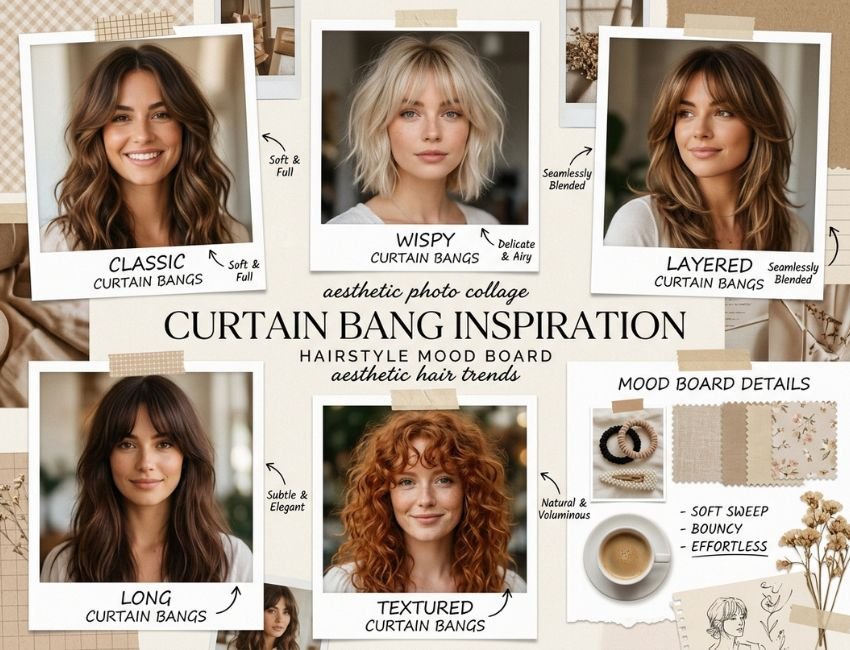 Best curtain bang styles for oval faces
