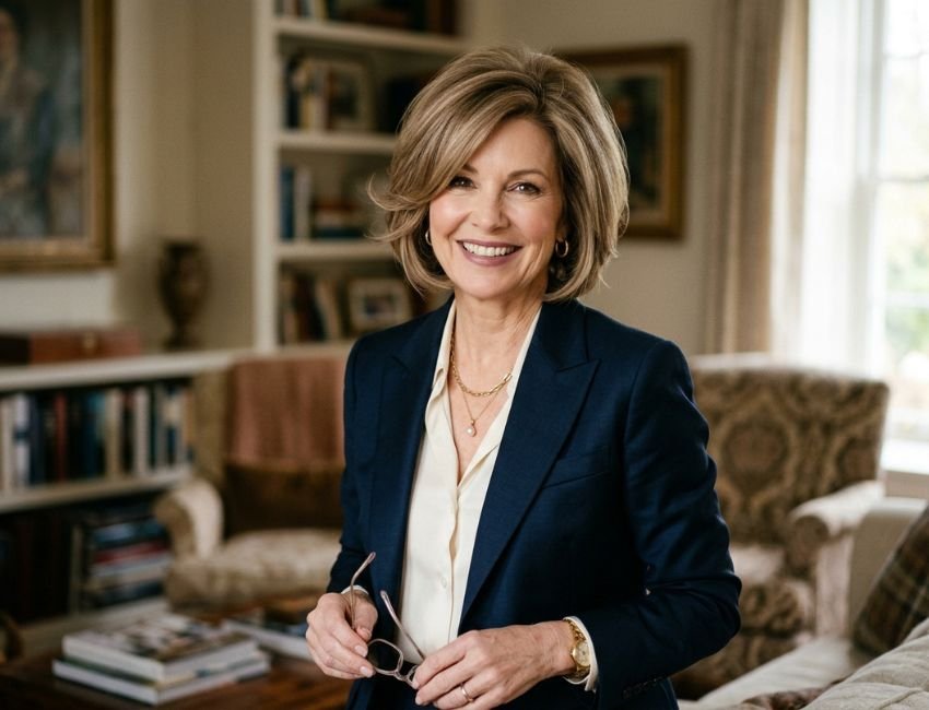 Classic layered bob for women over 50 with fine hair