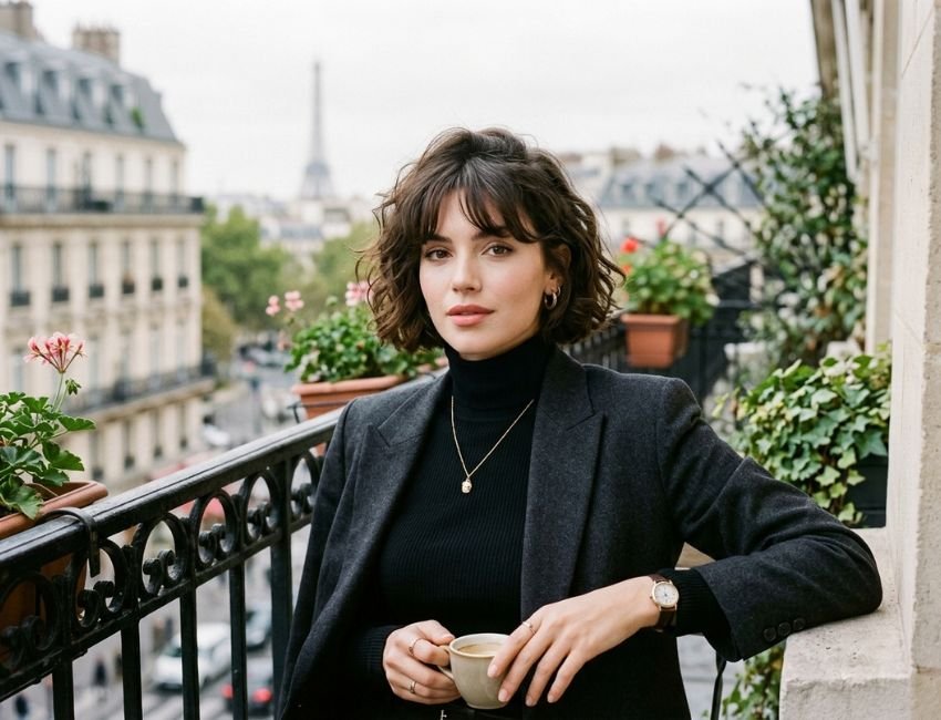 Curtain bangs for short hair and oval face