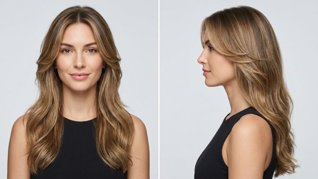 Face framing layers for long hair