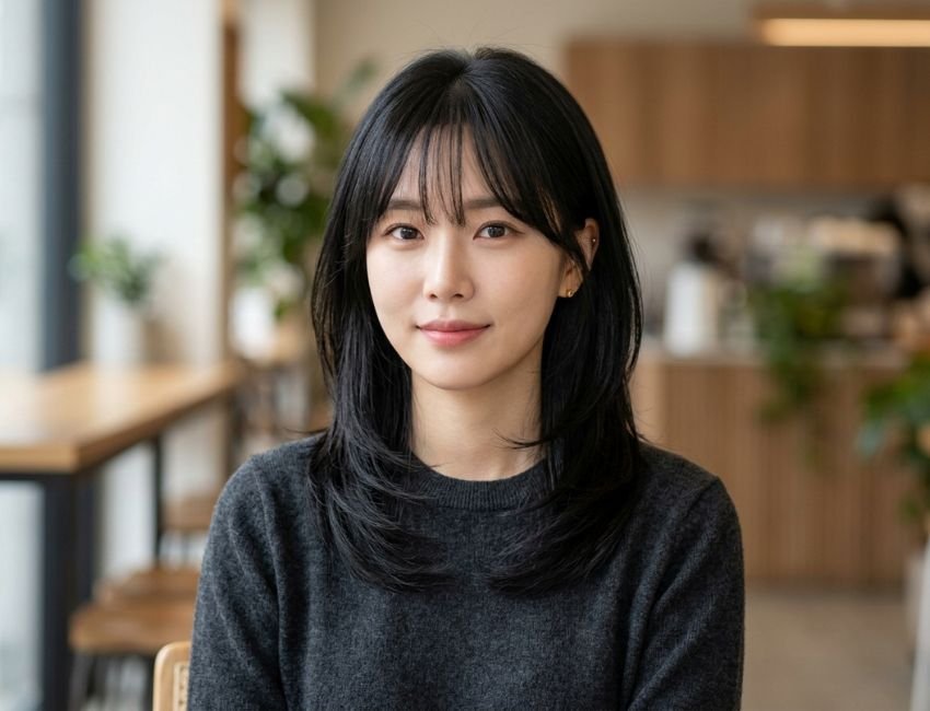 Korean wolf cut for straight hair women