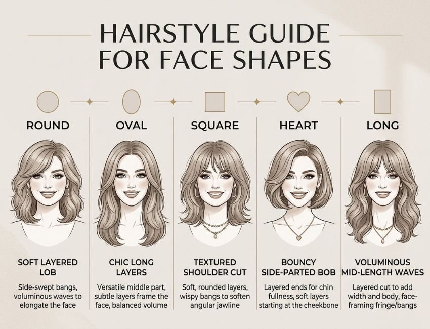 Layered hairstyles for different face shapes