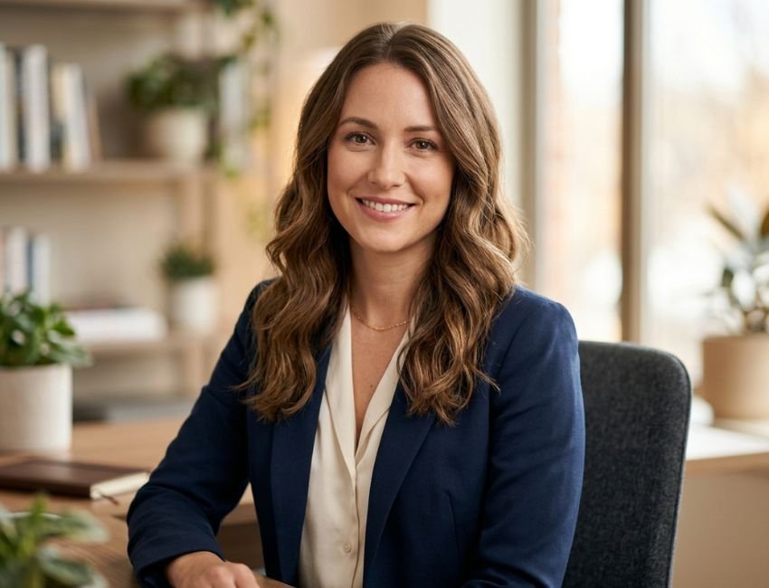 Soft waves hairstyle for medium hair for a polished office look