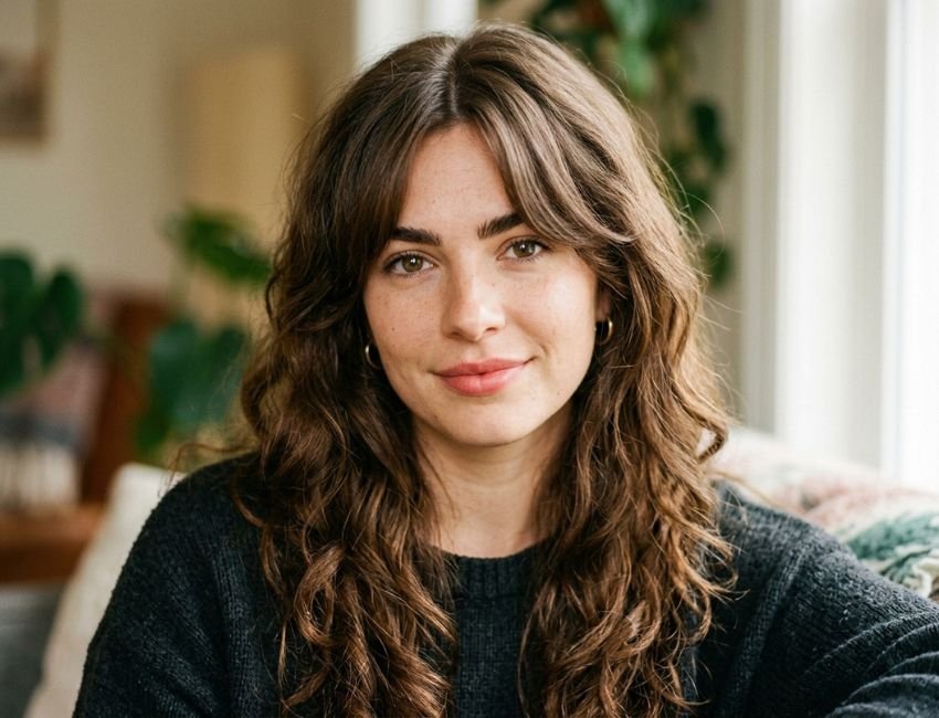 curtain bangs for thick shoulder length hair