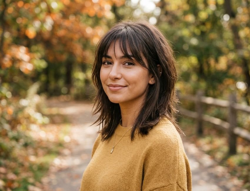medium length wolf cut for straight hair