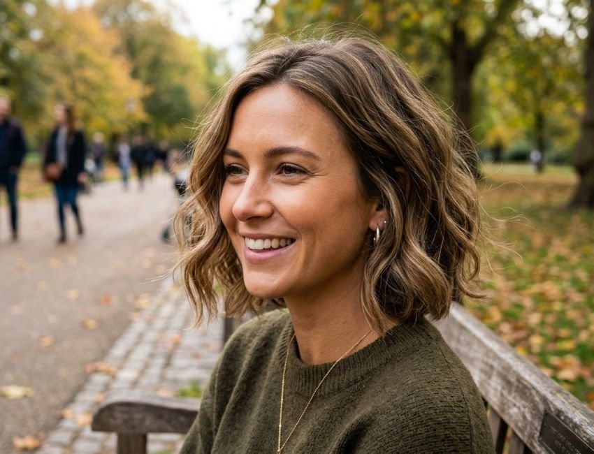 textured chin length bob for fine hair