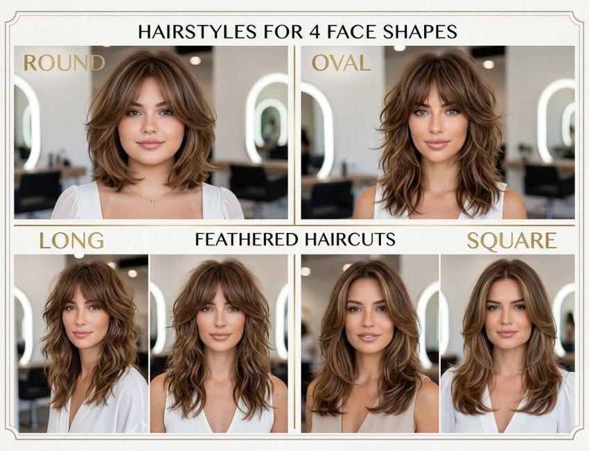 feathered haircut for fine hair for different face shapes